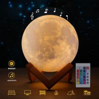 Bluetooth Hoparlörlü Ay Gece Lambası 8 Renkli Dokunmatik Uzaktan Kumandalı