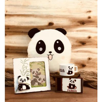 Panda Tasarım Kupa Yastık Çerçeve 3'lü Hediye Seti