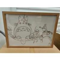 Totoro USBli Led Işık Boyama Dekoratif Ahşap Çerçeve