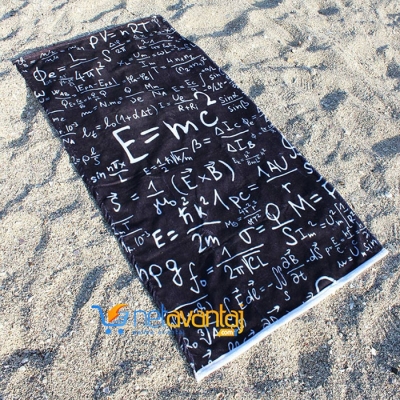 E=mc2 Tasarım Plaj Havlusu Dijital Baskılı 75x150