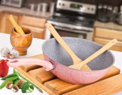 Ece Granit Pembe 24 CM Wok Tavası