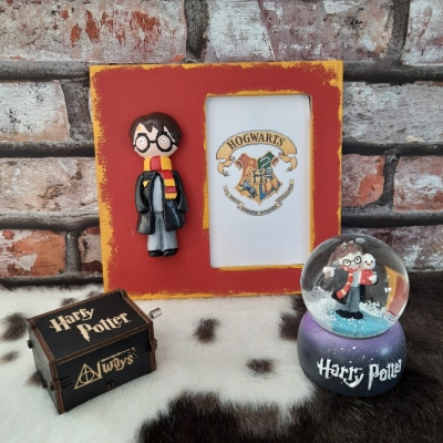 Harry Potter Kar Küresi Ve Ahşap Çerçeve, Çevirmeli Müzik Kutusu Set