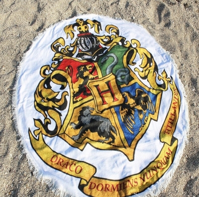 Harry Potter Tasarım Saçaklı Yuvarlak Plaj Havlusu Dijital Baskı 150 Cm Büyük Boy