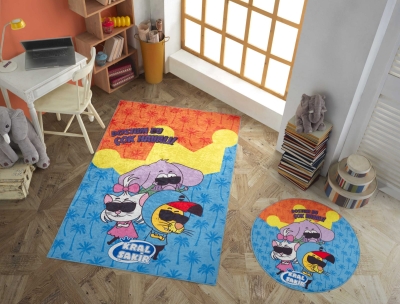 Hobby Kral Şakir Dostum Bu Çok Havalı Lisanslı 80 Cm Yuvarlak Halı Paspas