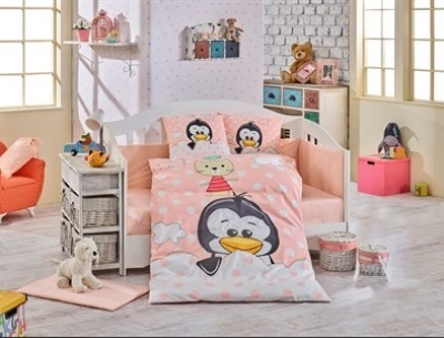Hobby Ranforce Bebek Nevresim Takımı Penguin Somon