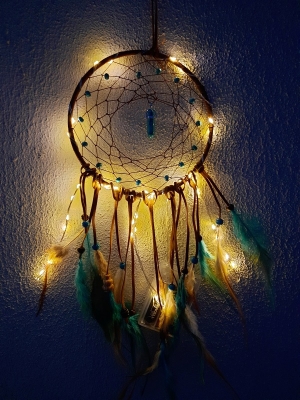 Işıklı Mavi Boncuklu Otantik Rüya Düş Kapanı Dream Catcher