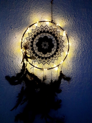 Işıklı Siyah Rüya Düş Kapanı Dream Catcher