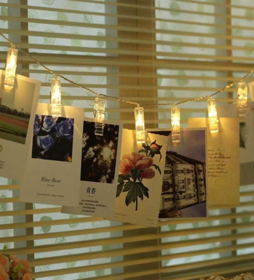 Kişiye Özel Fotoğraf Baskılı 10 Mandallı LED Işıklı Fotoğraf Askısı