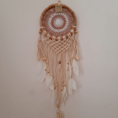 Makrome Kuş Tüylü Rüya Düş Kapanı Dream Catcher Koyu Kahve
