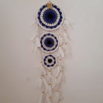 Nazar Boncuklu Kuş Tüylü Rüya Düş Kapanı Dream Catcher 3lü