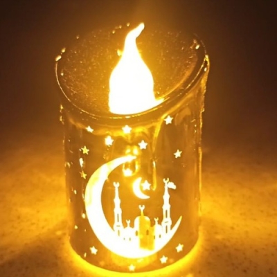 Ramazan Temalı Ay Yıldız Minare Figürlü Led Gün Işığı Renkli Plastik Pilli Mum 1 Adet