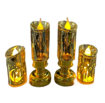 Ramazan Temalı Kandil Ay Yıldız Figürlü Led Gün Işığı Renkli 4lü Mum Seti