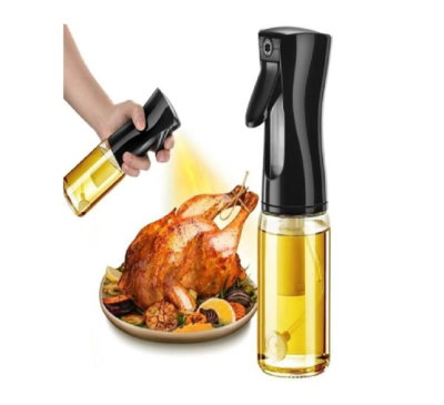 Airfryer Yağ Spreyi Püskürtücü Cam Yağdanlık Şişe 225 Ml Büyük Boy Siyah