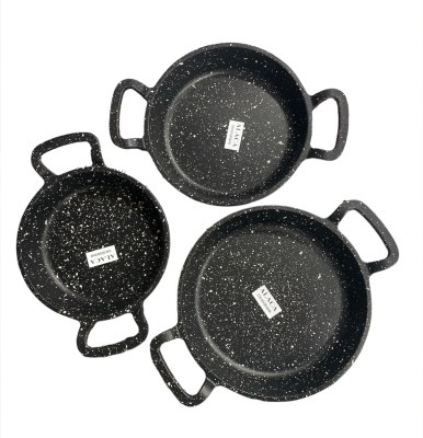 Alaca 3lü Döküm Sahan Seti Siyah