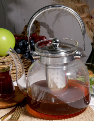 Arow Dem Ateşe Dayanıklı Borosilikat Cam Çaydanlık 1600ml.