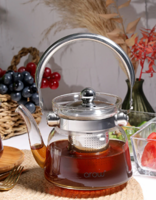Arow Dem Ateşe Dayanıklı Borosilikat Cam Çaydanlık 800ml.