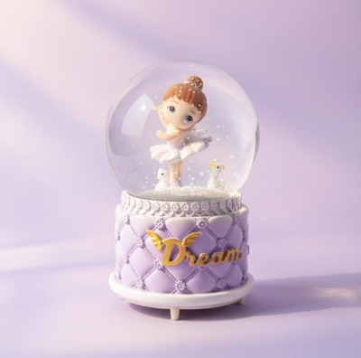 Dream Balerin Büyük Boy Müzikli Işıklı Kar Küresi Mor