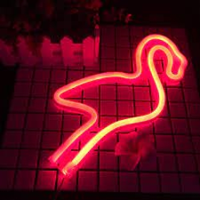 Flamingo Figürlü Kırmızı USB LED Duvar Lambası