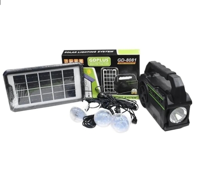 Gdplus Gd-8081 Solar Kamp Lambası Seti Işık İstasyonu Radyo/mp3 Çalar/fener 4500mah, 3 Led Ampul