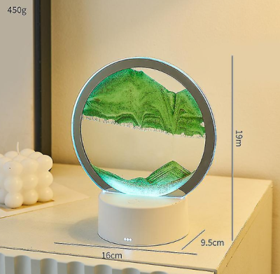 Hareketli Kum Sanatı LED 360 Derece Dönen Gece Lambası Yeşil