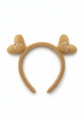 İki Kalpli Peluş Taç Kahverengi