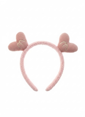 İki Kalpli Peluş Taç Pembe