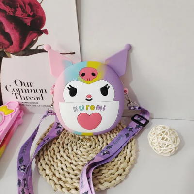 Kuromi Mini Popitli Silikon Çanta Kalpli Rengarenk