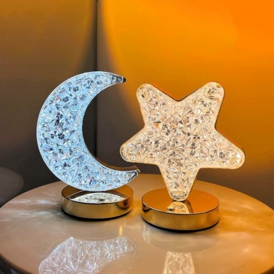 USB Şarjlı Dokunmatik 3 Modlu Masa Üstü Ay Yıldız Lamba