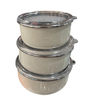 Noble Life 3'lü Emaye Saklama Kabı Seti Fildişi