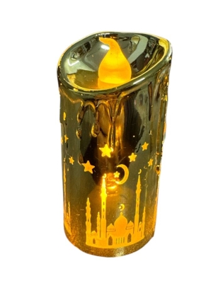 Ramazan Temalı Hilal Cami Led Gün Işığı Renkli Şamdan 1 Adet