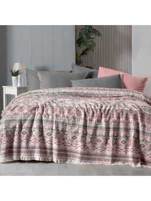 Sarev Allen Somon Çift Kişilik %100 Pamuk İpliği Boyalı Pike Takımı