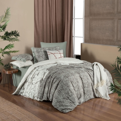 Sarev Anas Flanel Kışlık Çift Kişilik Nevresim Takımı Haki