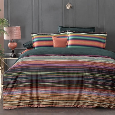 Sarev Brandon Somon Çift Kişilik %100 Pamuk Saten Çift Taraflı Nevresim Takımı