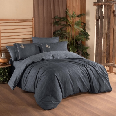 Sarev Ederlezi Flanel Kışlık Çift Kişilik Nevresim Takımı Gri