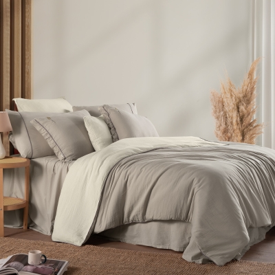 Sarev Kenyon Çift Kişilik Müslin Nevresim Takımı Ekru