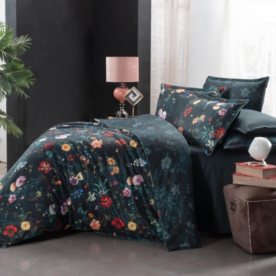 Sarev Luzern Petrol Çift Kişilik %100 Pamuk Saten Çift Taraflı Nevresim Takımı