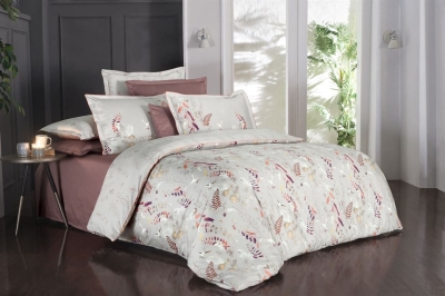 Sarev Martina Saten Nevresim Takımı Çift Kişilik V1 Bej