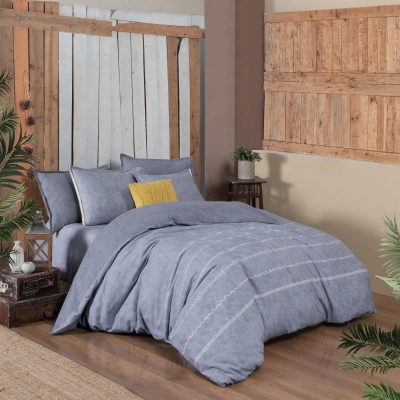 Sarev Shaw Flanel Kışlık Çift Kişilik Nevresim Takımı Mavi