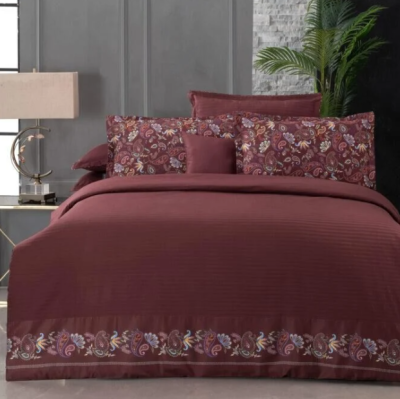 Sarev Tirol Saten Çift Kişilik Bordo Nevresim Takımı