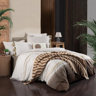 Sarev Zeta Flanel Kışlık Çift Kişilik Nevresim Takımı Bej