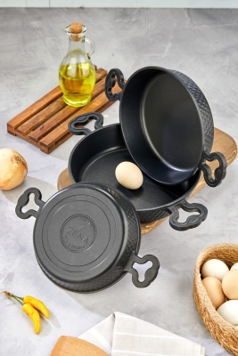 Zena 3lü Titanyum Sahan Seti Siyah