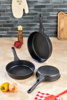 Zena 3lü Titanyum Tava Seti Siyah