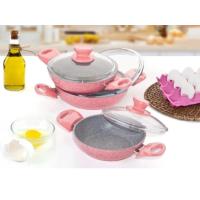  Ece Granit 6 Parça Sahan Seti Pembe Ve Gri
