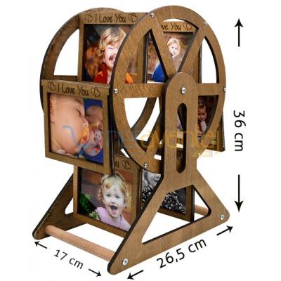 Kişiye Özel Ahşap Dönmedolap Çerçeve - 12 Fotoğraflı Fotoğraf Çerçevesi - Fotoğraf Albümü 