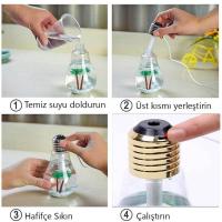 Ampul Şekilli Renk Değiştiren Gece Lambası Oda Hava Nemlendirici Koku Makinesi