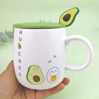 Avokado Kaşıklı Kapaklı Kupa Bardak