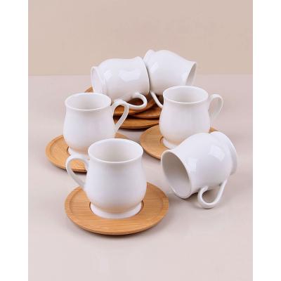 Bambu Tabak Porselen Altılı Kahve Takımı