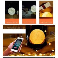 Bluetooth Hoparlörlü Şarjlı 8 Renkli Dokunmatik Uzaktan Kumandalı 19 Cm 3D Dolunay Ay Gece Lambası