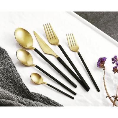 Brondoff 30 Parça Gold Altın Kaplama Çatal Kaşık Takımı Siyah