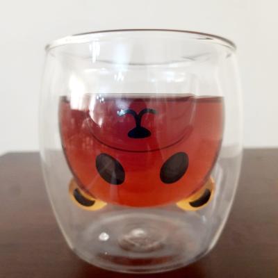 Çift Cidarlı Tasarım Cam Bardak Cidarlı Panda Bardak DG-1422